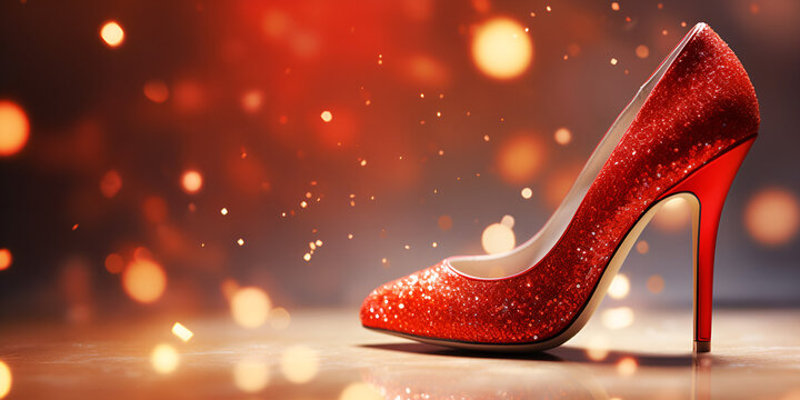 Women Red Shoes With Glitter Stock Photo - Download Image Now - Red, Shoe,  Glittering - iStock