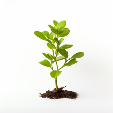 an isolated small green plant with white background created with Generative Ai