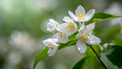 Obraz na płótnie Canvas pure white jasmine flowers on a blurred background