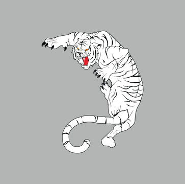 White Tiger Logo in Vector Design, An Illustration of Valor and Beauty