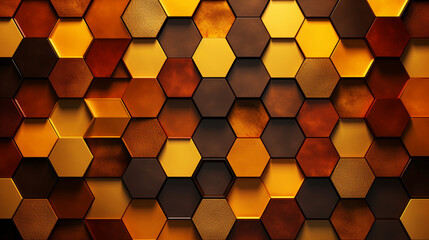 A mesmerizing, repeating pattern of interlocking hexagons in warm tones created with Generative Ai