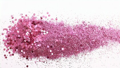 pink glitter isolated on white background and texture