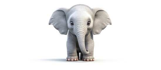 Happy elephant. Isolated on white. Vector cartoon children illustration.