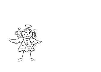 Hand drawn illustration of a cute little angel smiling