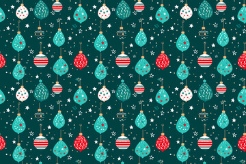 seamless pattern with christmas balls