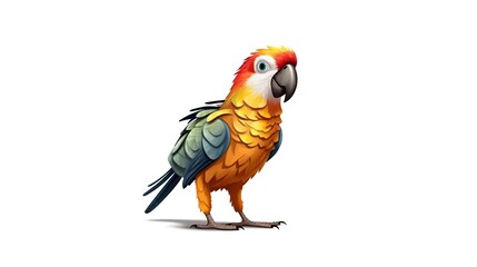 Cartoon Caique Parrot on White Background