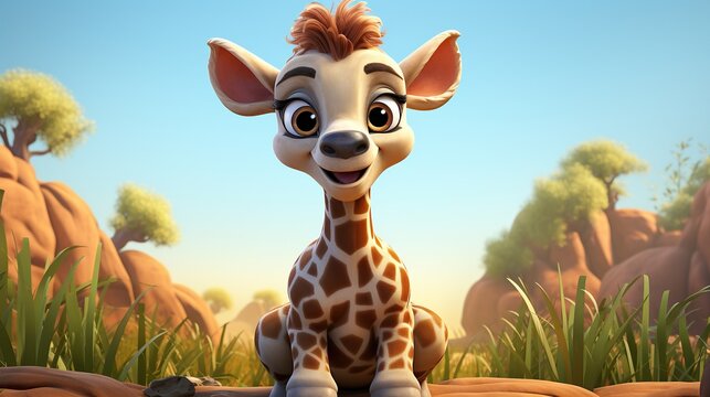 Cartoon smiling giraffe