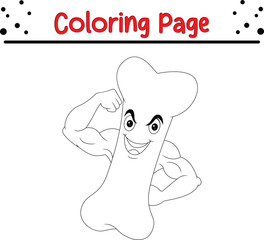 strong muscular bone coloring page white background