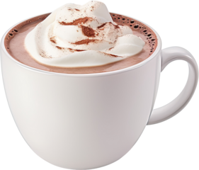 Cup of Hot Chocolate with Cream. Isolated on Transparent Background