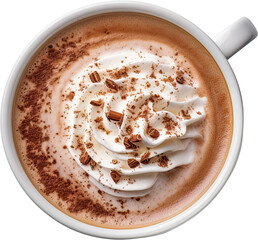  Hot Chocolate Isolated on Transparent Background, Top View