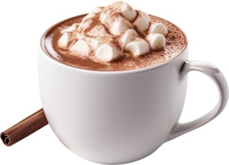 cup of hot chocolate cocoa on white background 