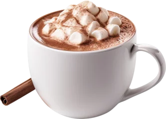 Deurstickers cup of hot chocolate cocoa on white background  © FF Proudction