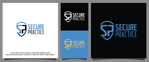 Modern letter S P and shield logo template