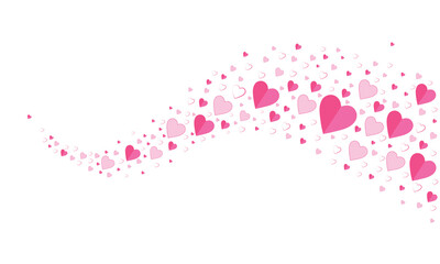 Pink hearts on white background, valentine's day. Background with hearts. Vector illustration.
