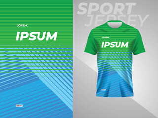 abstract blue and green sport jersey mockup design