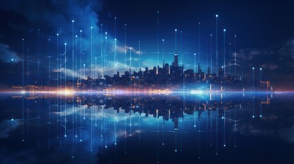 Obraz premium Illustrate the abstract resilience in IT City landscapes, portraying the adaptive and responsive features that safeguard against disruptions