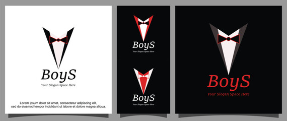 Formal wear suit and bow tie logo template

