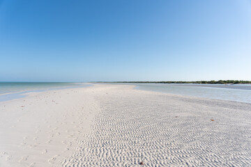 Beautiful paradisiacal landscape of sand and sea of Holbox