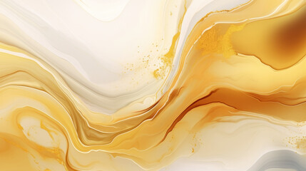Marbled gold and cream swirls create a luxurious abstract backdrop - obrazy, fototapety, plakaty