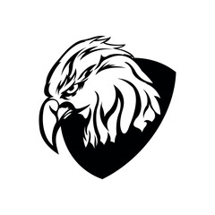 black and white security eagle vector logo