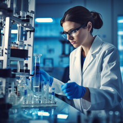 Fototapeta premium Female scientist in a laboratory.