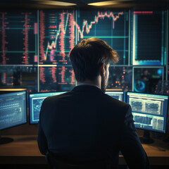 Fototapeta premium Economist looking at stock market charts.