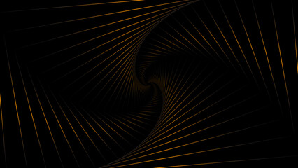 Gold and black gradient lines swirl pattern on black background
