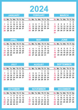 2024 Calendar Single Page For All The Year