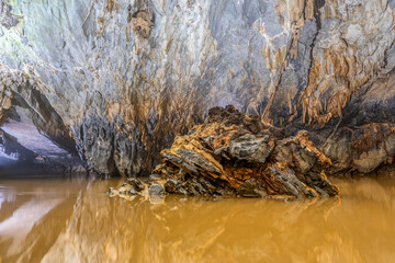 Stalagmite and stalactite formation in the Hang Sơn Đoòng cave in Vietnam