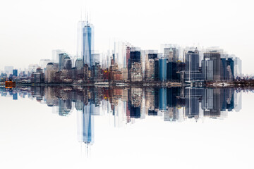 Fototapeta premium Gespiegelte Skyline von New York 