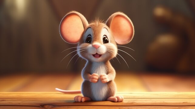 Cute little mouse doing various activities set. Funny brown baby animal character