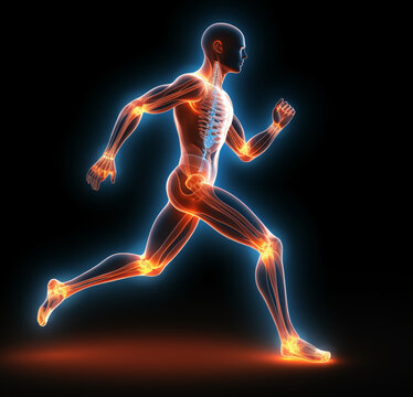 Running man, painful joints. Arthritis; Inflammation; Osteoarthritis; Rheumatoid