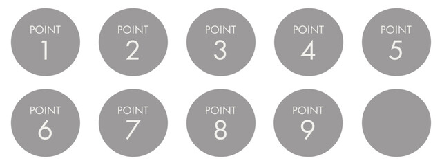 POINT　数字のアイコン　グレー　（ラベル）yt