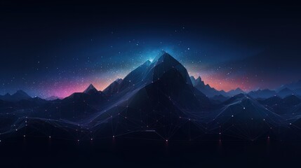 Illustrate the abstract resilience of IT systems, with digital mountains representing the strength to withstand challenges - obrazy, fototapety, plakaty