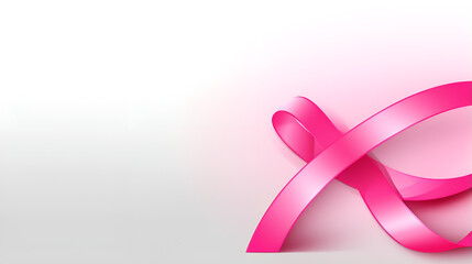 Draped in Resilience Pink Silk Shiny Ribbon Advocating for Breast Cancer Support and Awareness Against the Disease, Set on a White Background generative AI