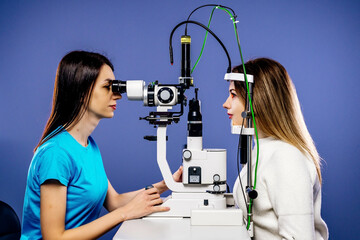 Eye examination and optometry to test your vision, medical consultation or glaucoma screening....