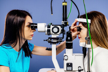 Eye examination and optometry to test your vision, medical consultation or glaucoma screening....