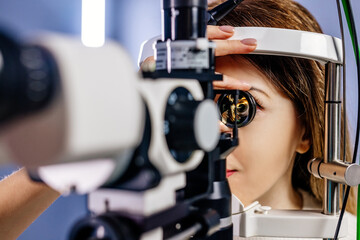 Close-up laser to improve vision. General diagnosis of eye diseases. Lens for ophthalmic...