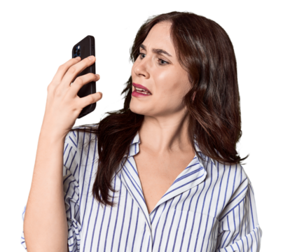 Young Caucasian woman on phone call in studio setting