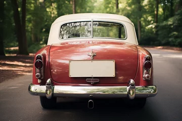 Foto op Aluminium marriage vintage car with blank board in back © dobok