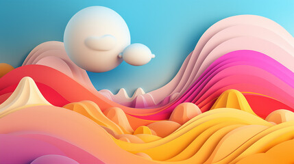 abstract landscape 3d vector illustration
