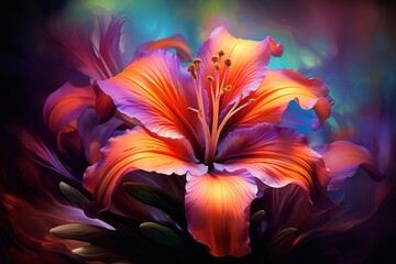 Explosion of Colors: Artistry in Bloom with Unique Multicolored Flower Close-up Generative AI