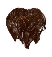 Heart shaped chocolate, 3D chocolate illustration for Valentine's day