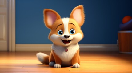 corgiThe Secret Life of Pets style 3d render cartoon .Generative AI