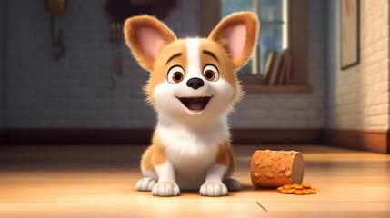 corgiThe Secret Life of Pets style 3d render cartoon .Generative AI