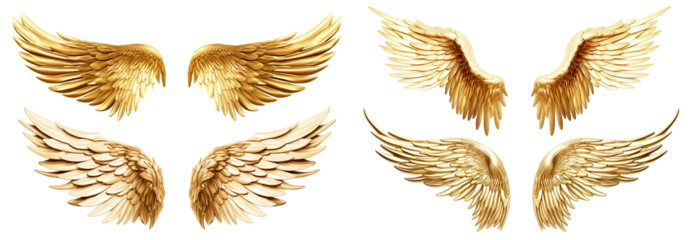Set of golden wings cut out
