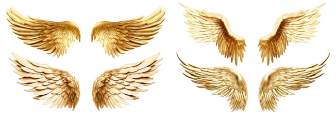 Fotobehang Set of golden wings cut out © Yeti Studio