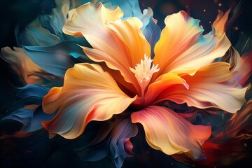 Vibrant Digital Art: Explore the Mesmerizing Beauty of this Brightly Colored Flower! Generative AI