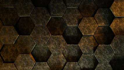 Hexagons abstract pattern 3d surface empty space background, textured abstract background with hexagon 3d forms and shapes, empty space background and stage, 3d pattern background