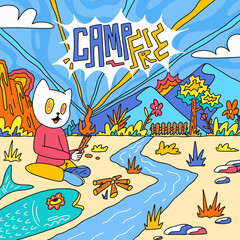 Campfire cartoon background